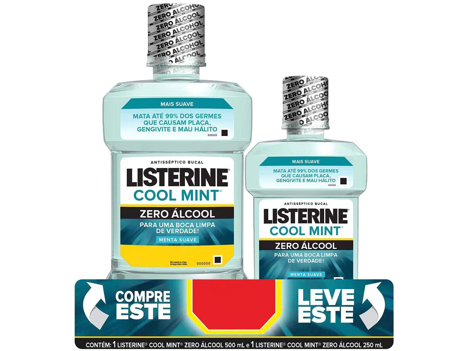 Antisséptico Bucal Listerine Sem Álcool Cool Mint - 500ml e 250ml 2 ...