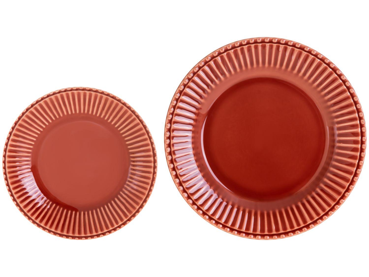 Aparelho de Jantar 12 Peças Scalla Cerâmica Terra Redondo Frisada
