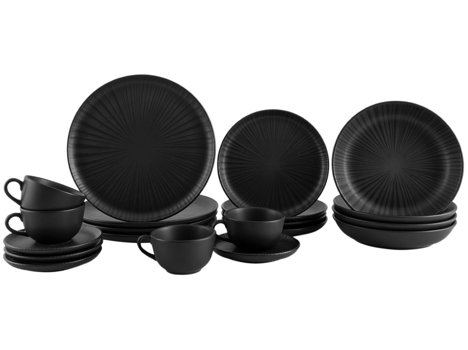Aparelho de Jantar Chá 20 Peças Oxford Redondo Cerâmica Preta Onix