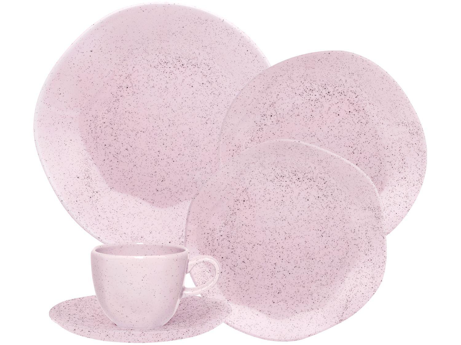 Aparelho de Jantar Chá 20 Peças Oxford Redondo Cerâmica Rosa Pink Sand