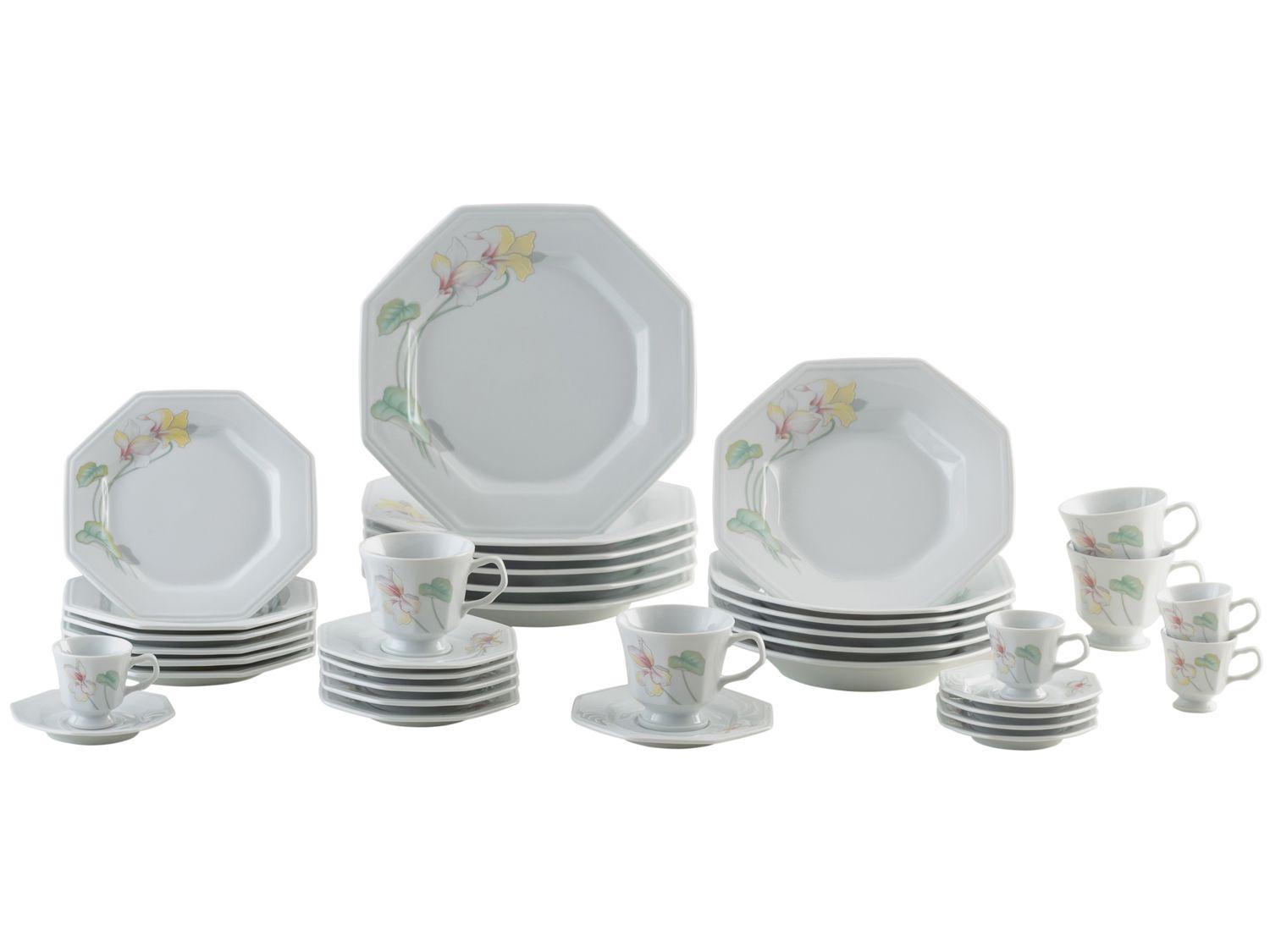 Aparelho de Jantar Chá e Café 42 Peças Porcelana Schmidt - Dec