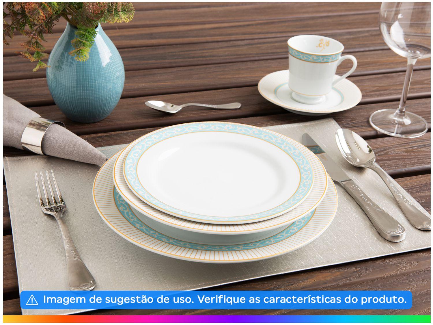 Aparelho Jantar e Chá 30 Peças Porcelana Schmidt - Dec. Blue Oak - SCHMIDT