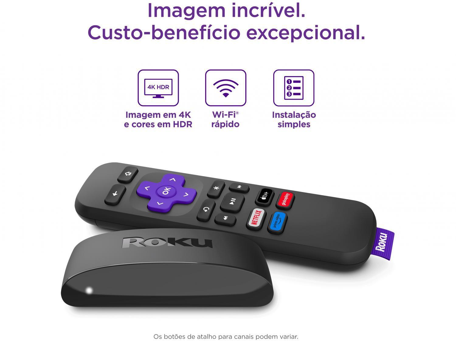 Aparelho de Streaming Roku Express 4K com Controle Remoto