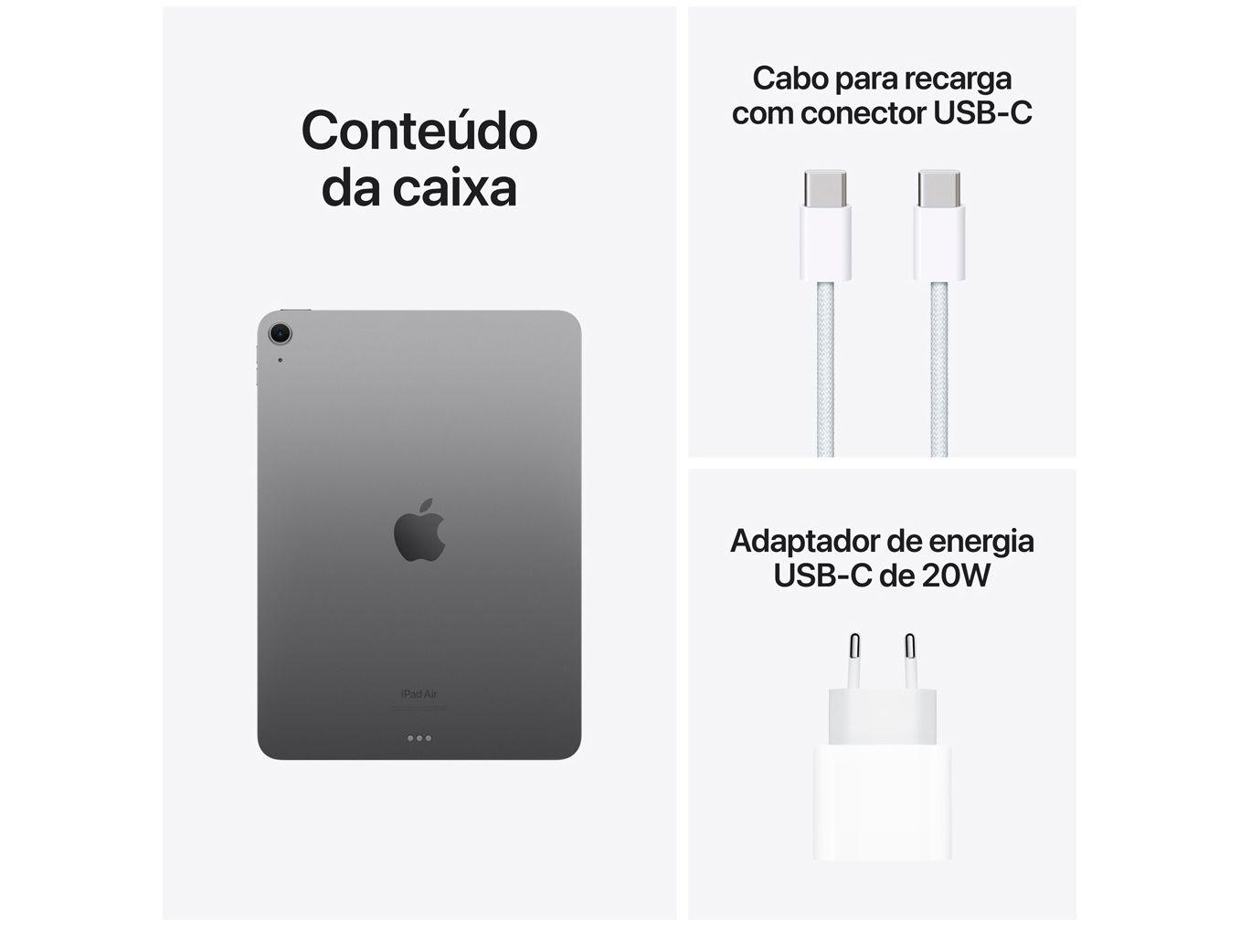 Apple iPad Air de 11” Wi-Fi 256GB Cinza Espacial - iPad Air