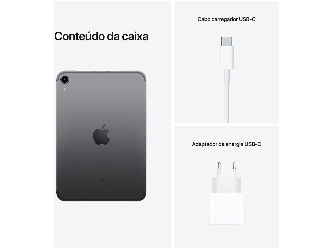 Apple iPad Mini 8,3” Wi-Fi + Celular 64GB Cinza-espacial
