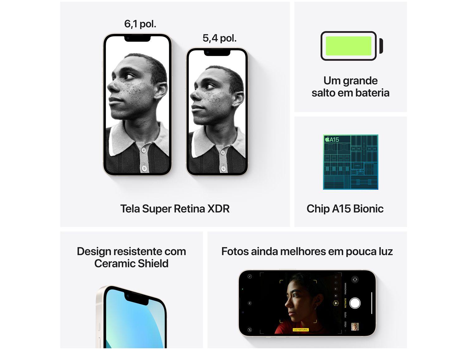 Apple iPhone 13 128GB Estelar Tela 6,1” 12MP