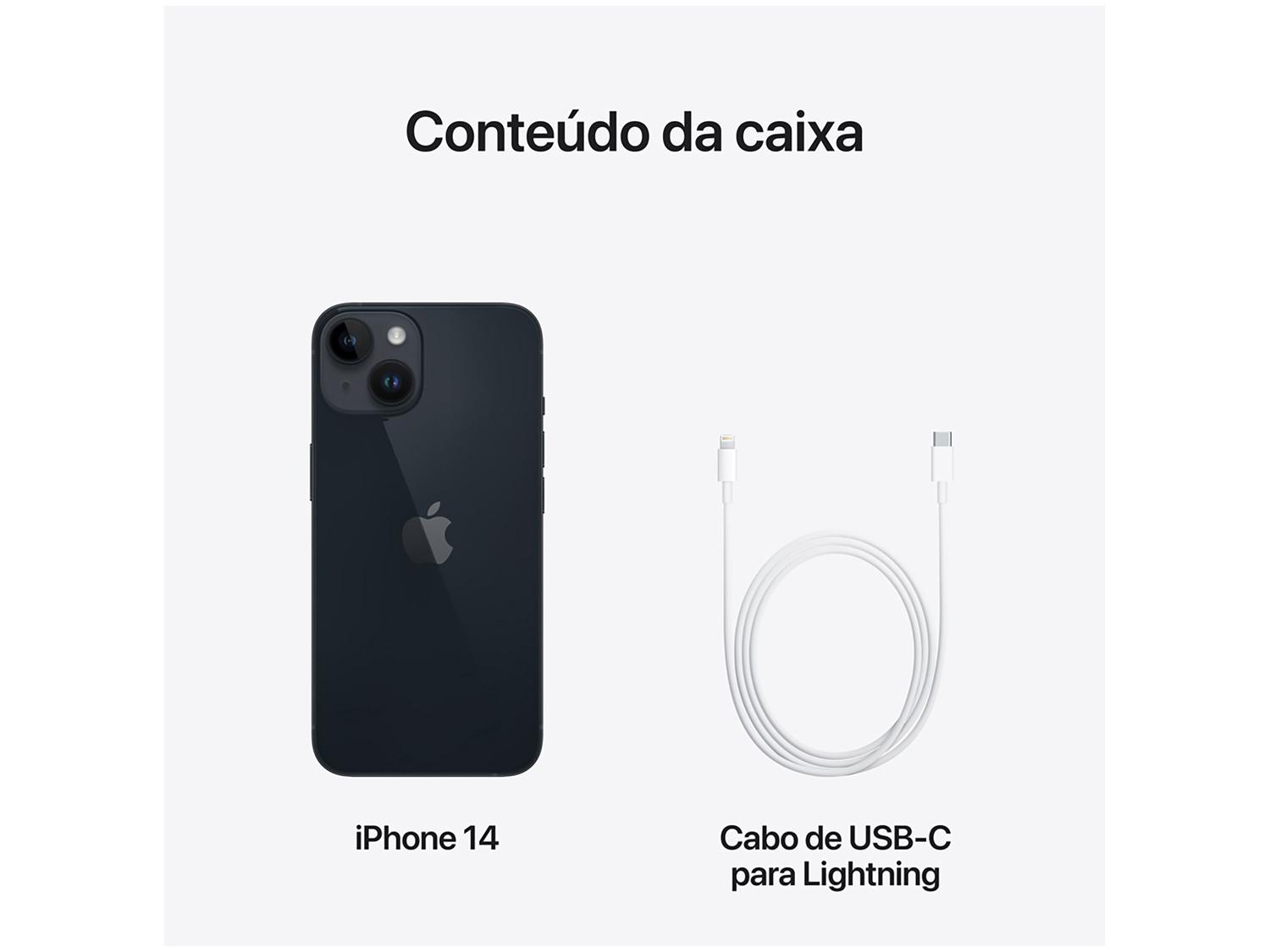 Apple iPhone 14 256GB Meia-noite 6,1” 12MP - iPhone 14 Apple iPhone 14 256GB Meia-noite 6,1” 12MP - iPhone 14
