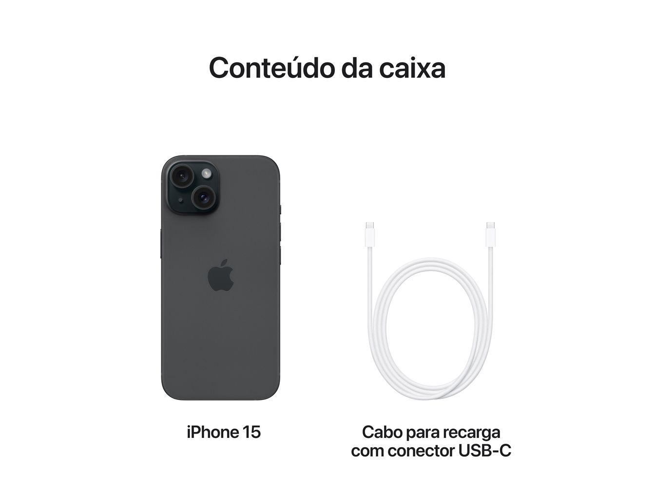 Apple iPhone 15 256GB Preto 6,1" 48MP iOS 5G