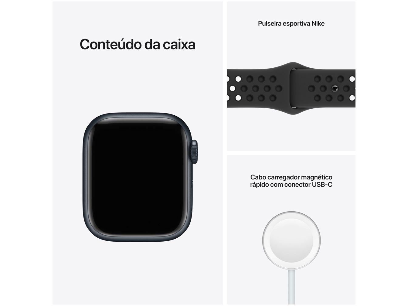 Apple Watch Nike Series 7 41mm GPS + Cellular - Caixa Meia-noite 