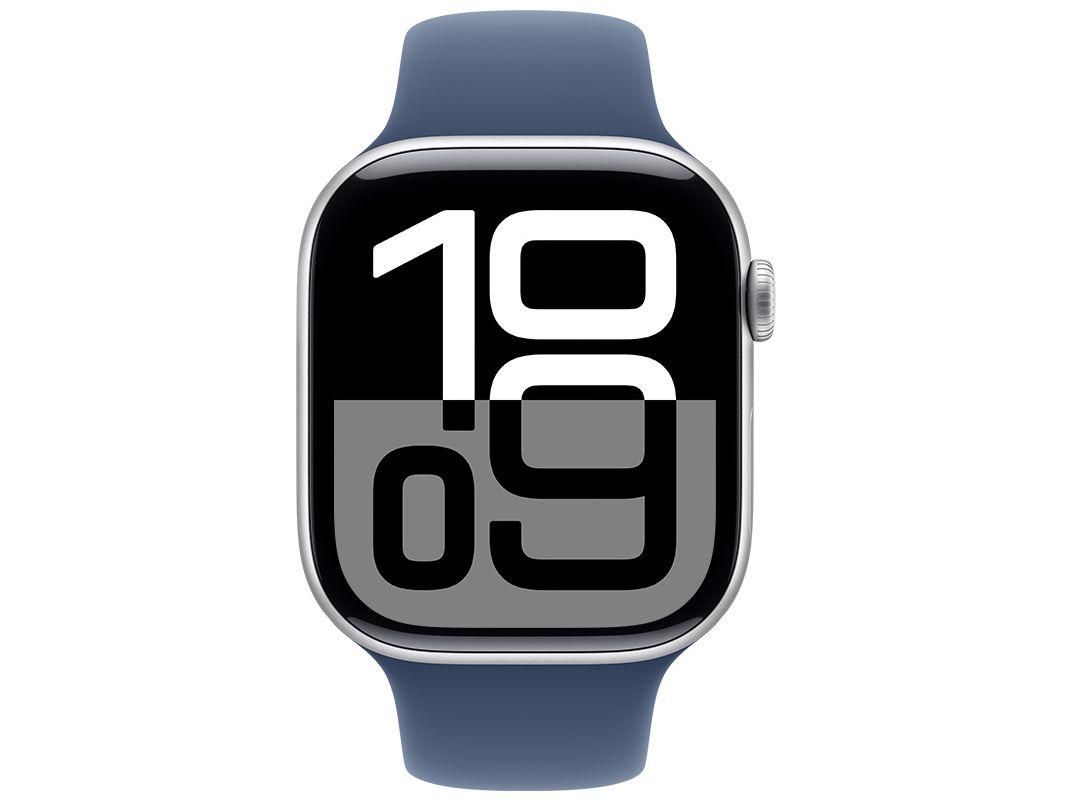 Apple Watch Series 10 GPS Caixa Prateada de Alumínio 46mm Pulseira Esportiva Denim M/G