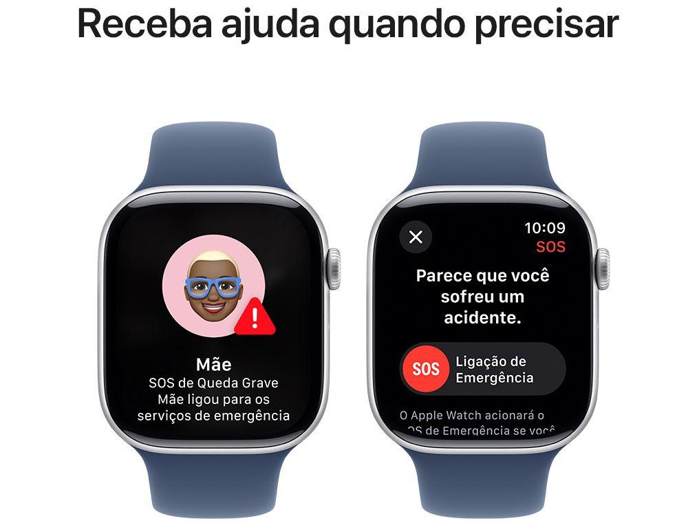 Apple Watch Series 10 GPS Caixa Prateada de Alumínio 46mm Pulseira Esportiva Denim M/G