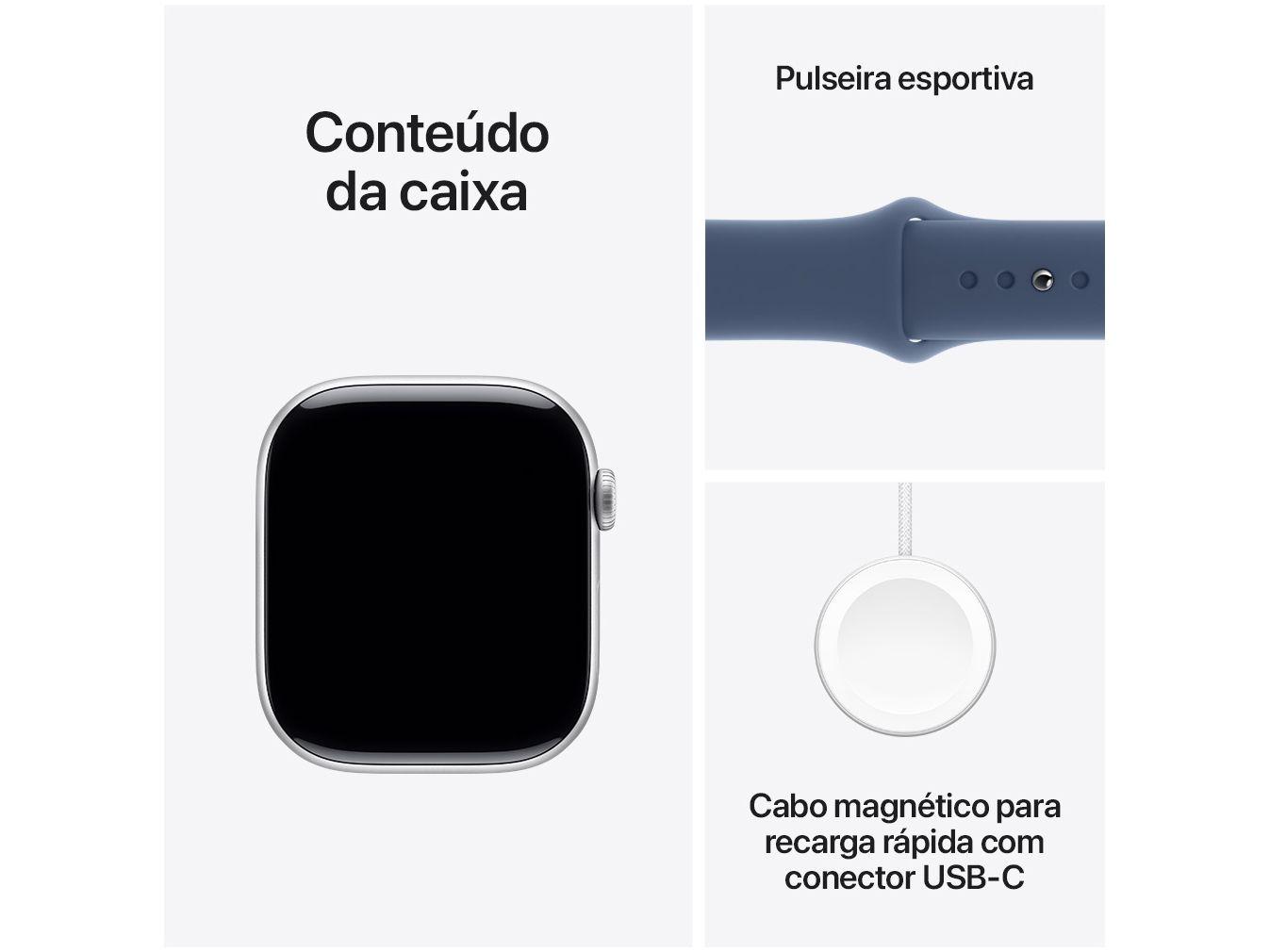 Apple Watch Series 10 GPS Caixa Prateada de Alumínio 46mm Pulseira Esportiva Denim M/G