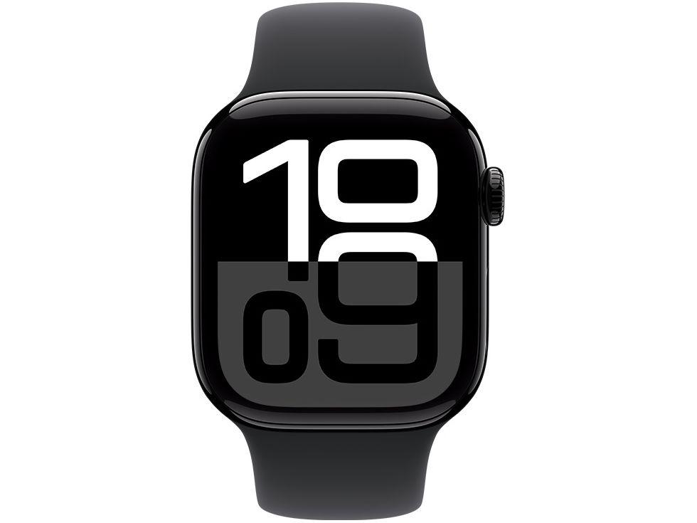 Apple Watch Series 10 GPS Caixa Preta Brilhante de Alumínio 42mm Pulseira Esportiva Preta M/G