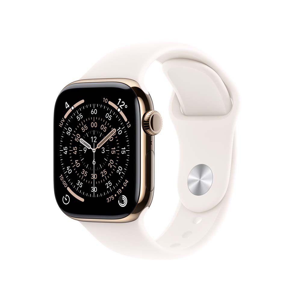 Apple Watch Series 11 GPS + Cellular Caixa Dourada de Titânio 42mm Pulseira Esportiva Blush-clara M/G