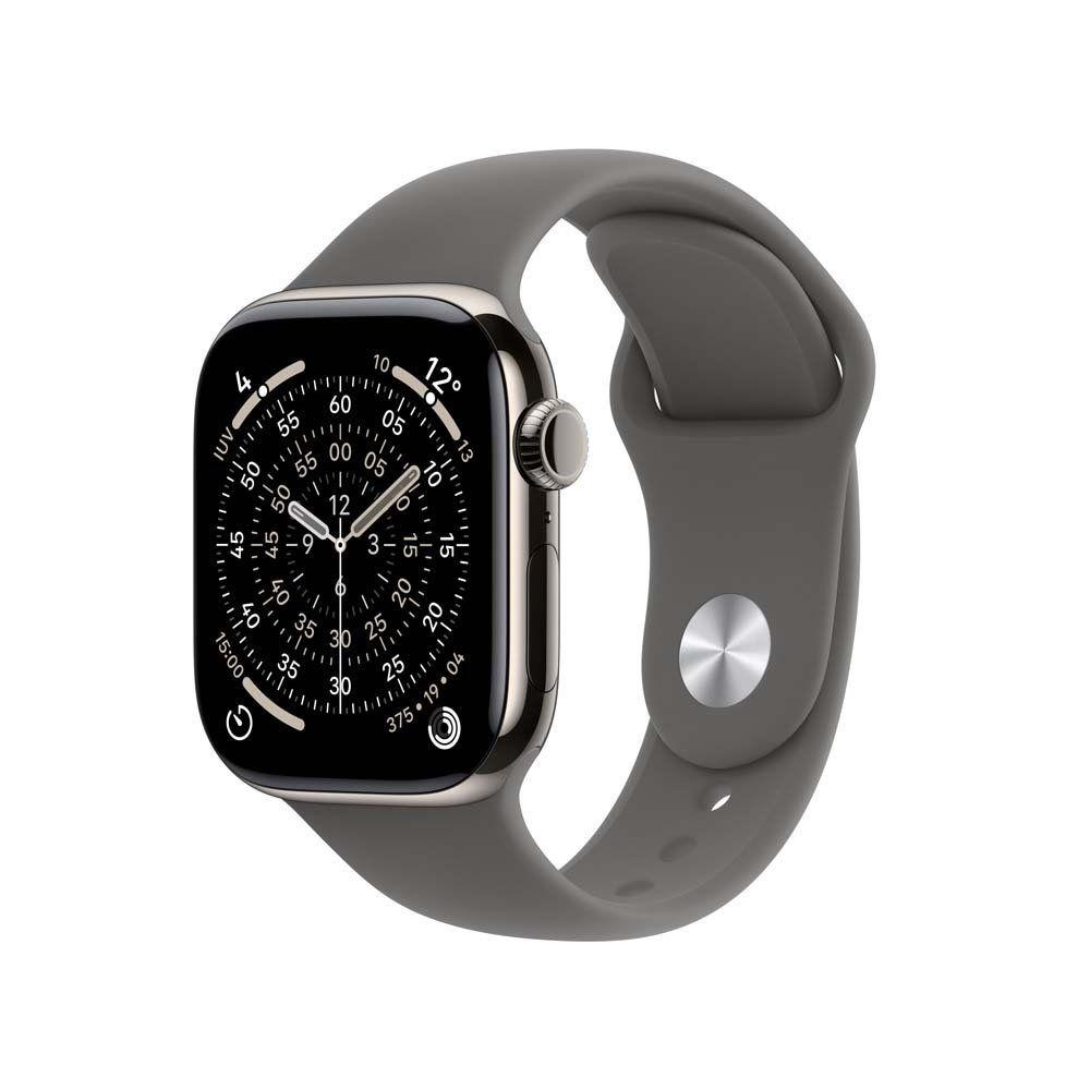 Apple Watch Series 11 GPS + Cellular Caixa Natural de Titânio 42mm Pulseira Esportiva Cinza-pedra P/M