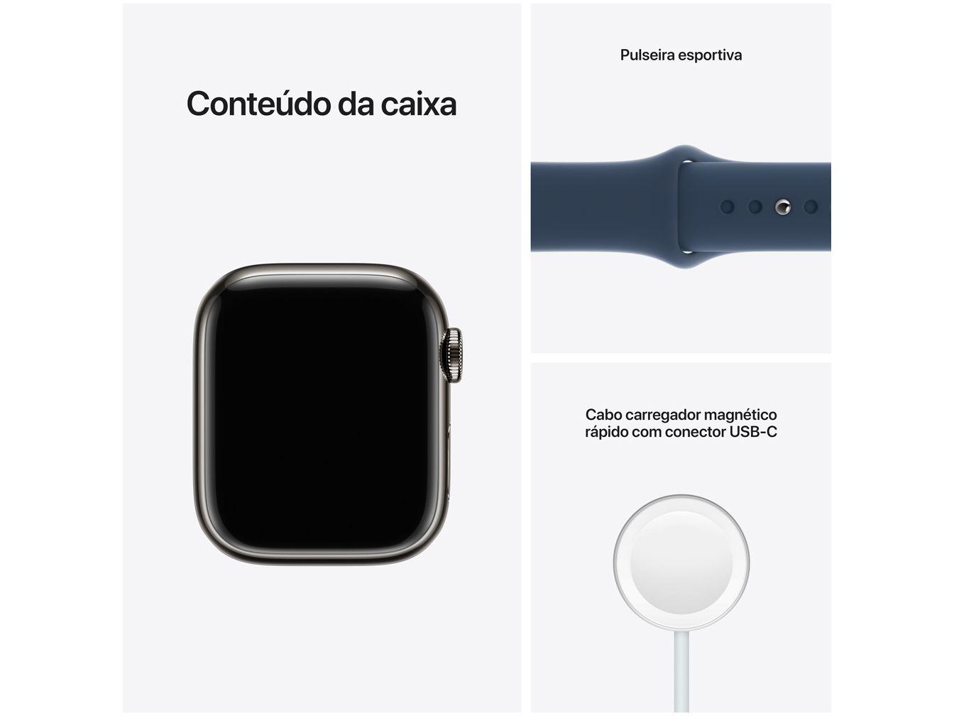 Apple Watch Series 7 41mm GPS + Cellular Grafite - Aço Apple Watch Series 7 41mm GPS + Cellular Grafite - Aço