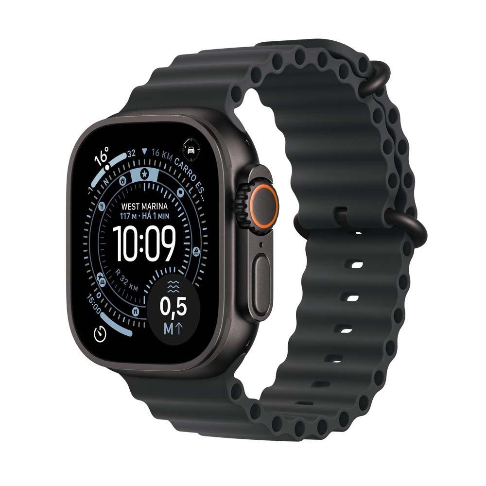 Apple Watch Ultra 3 GPS + Cellular Caixa Preta de Titânio 49mm Pulseira Oceano Preta