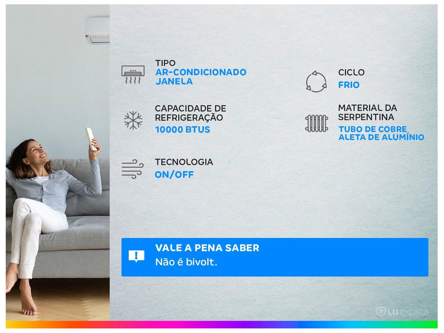 Ar-condicionado Janela Gree 10.000 BTUs Frio GJC10BK-A6NMND2A
