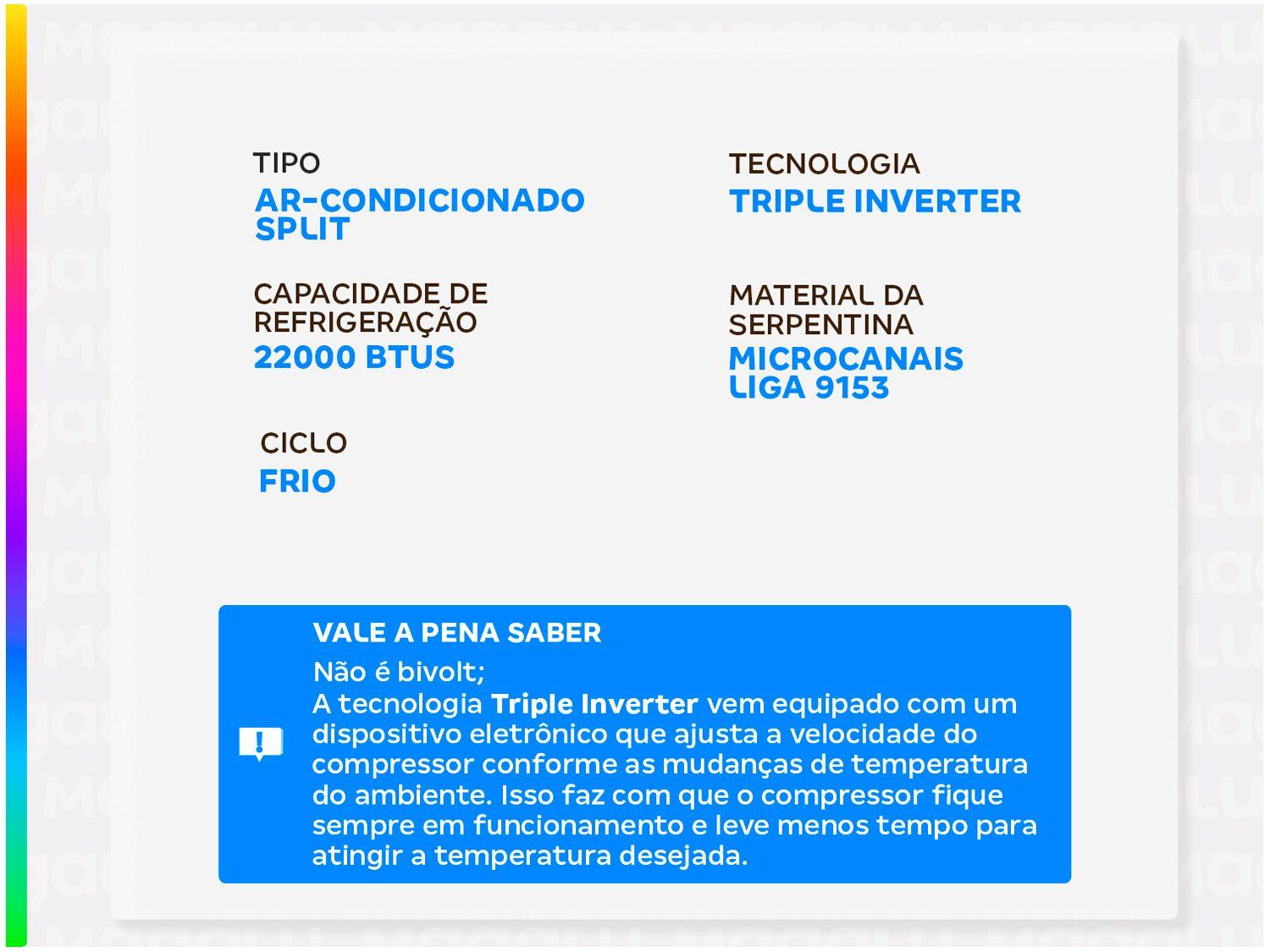 Ar-condicionado Split 22.000 BTUs Consul Triple Inverter Frio CBL22CB