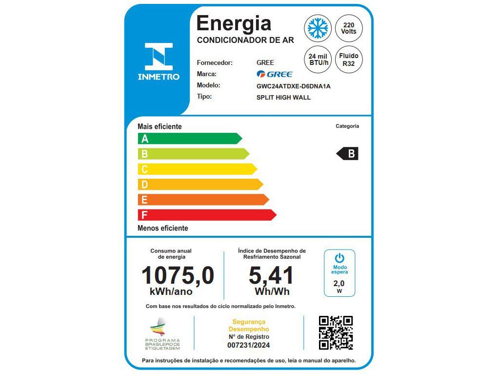 Ar-condicionado Split 24.000BTUs Gree Inverter Frio GWC24ATDXE-S6DNA1A