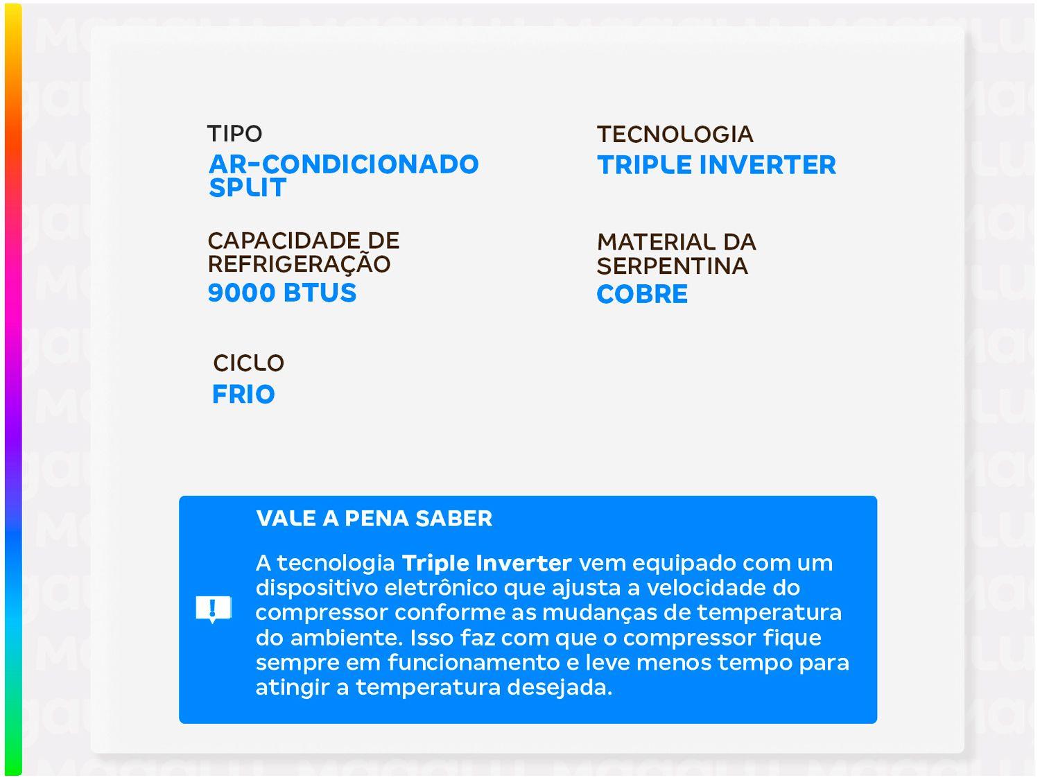 Ar-condicionado Split 9.000 BTUs Consul Triple Inverter Frio PRO CBL09DB