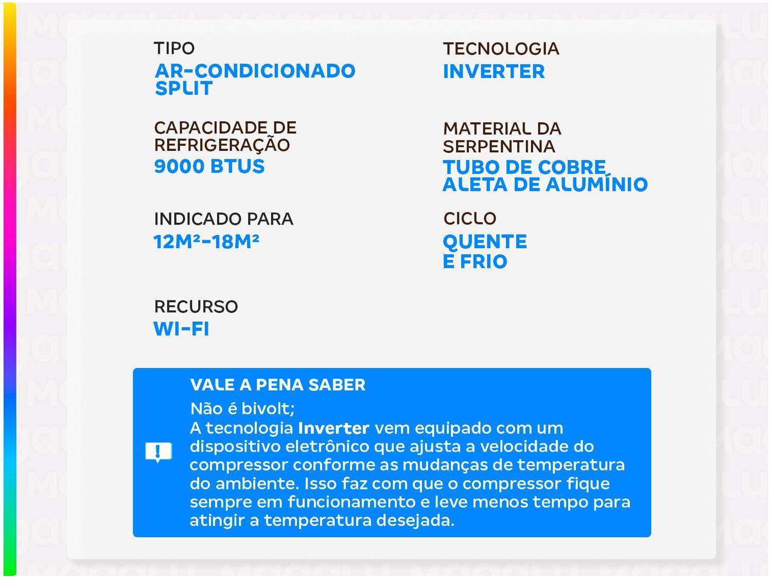 Ar-condicionado Split 9.000 BTUs Gree Inverter Quente e Frio GWH09ATB-D6DNA1A