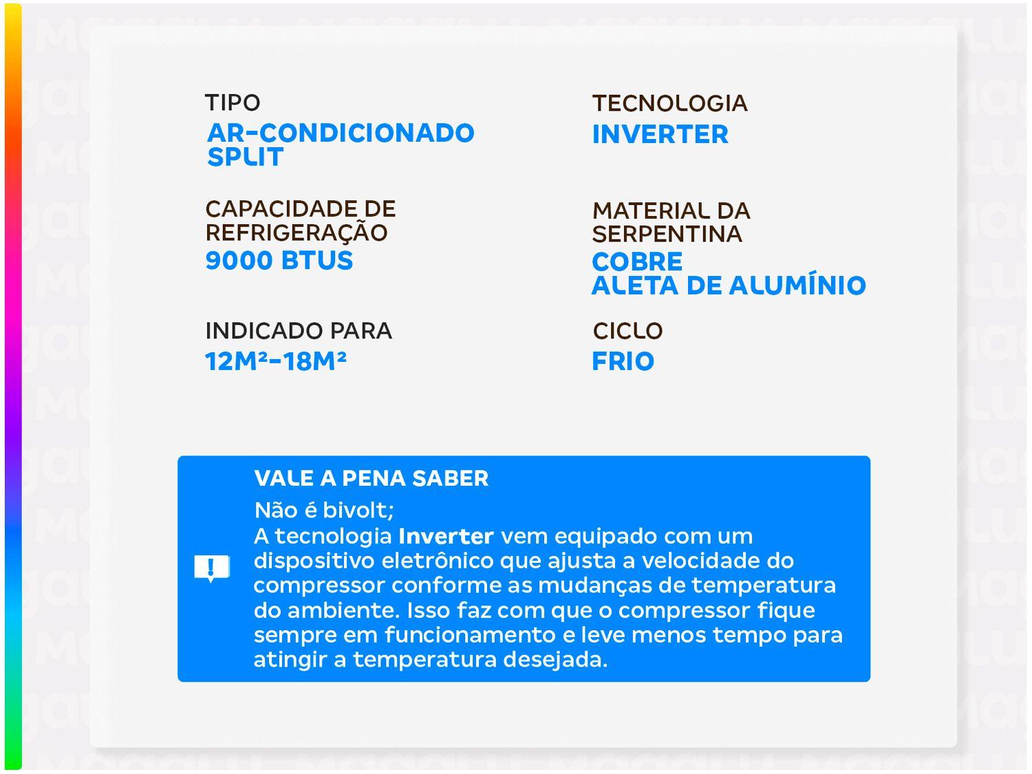 Ar-condicionado Split 9.000BTUs Gree Inverter Frio GWC09ATAXA-D6DNA1A