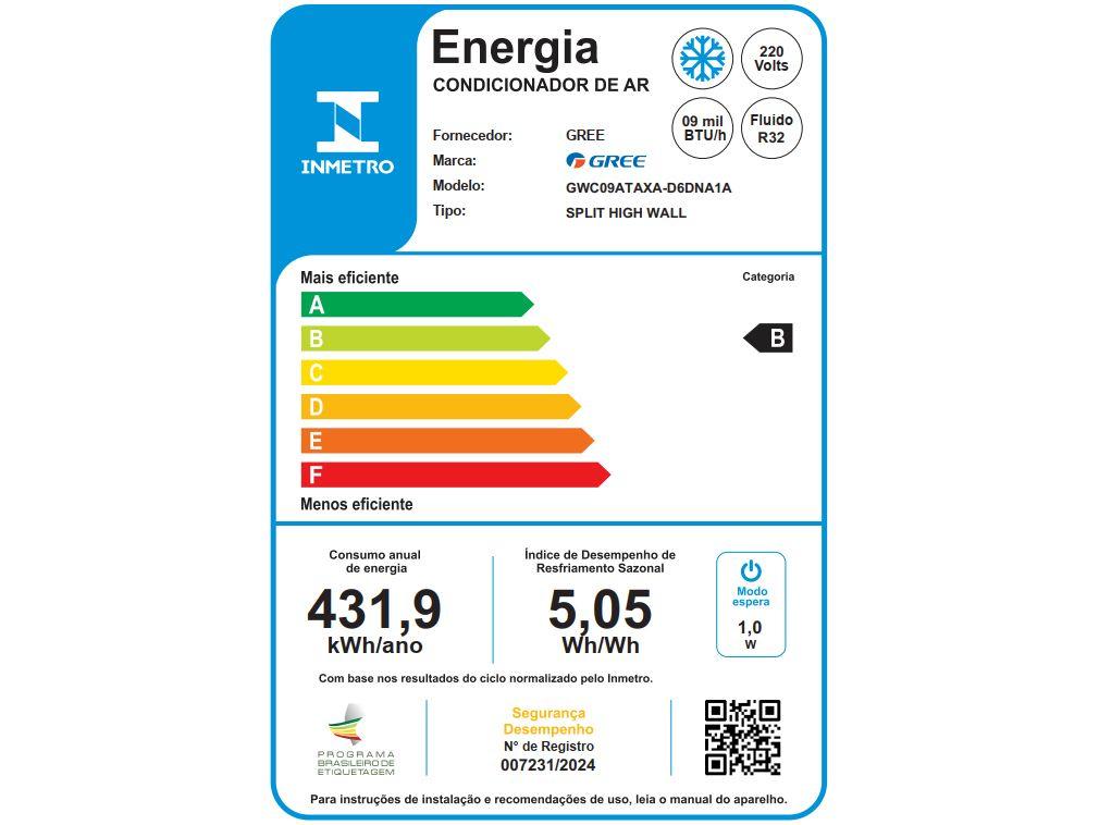 Ar-condicionado Split 9.000BTUs Gree Inverter Frio GWC09ATAXA-D6DNA1A