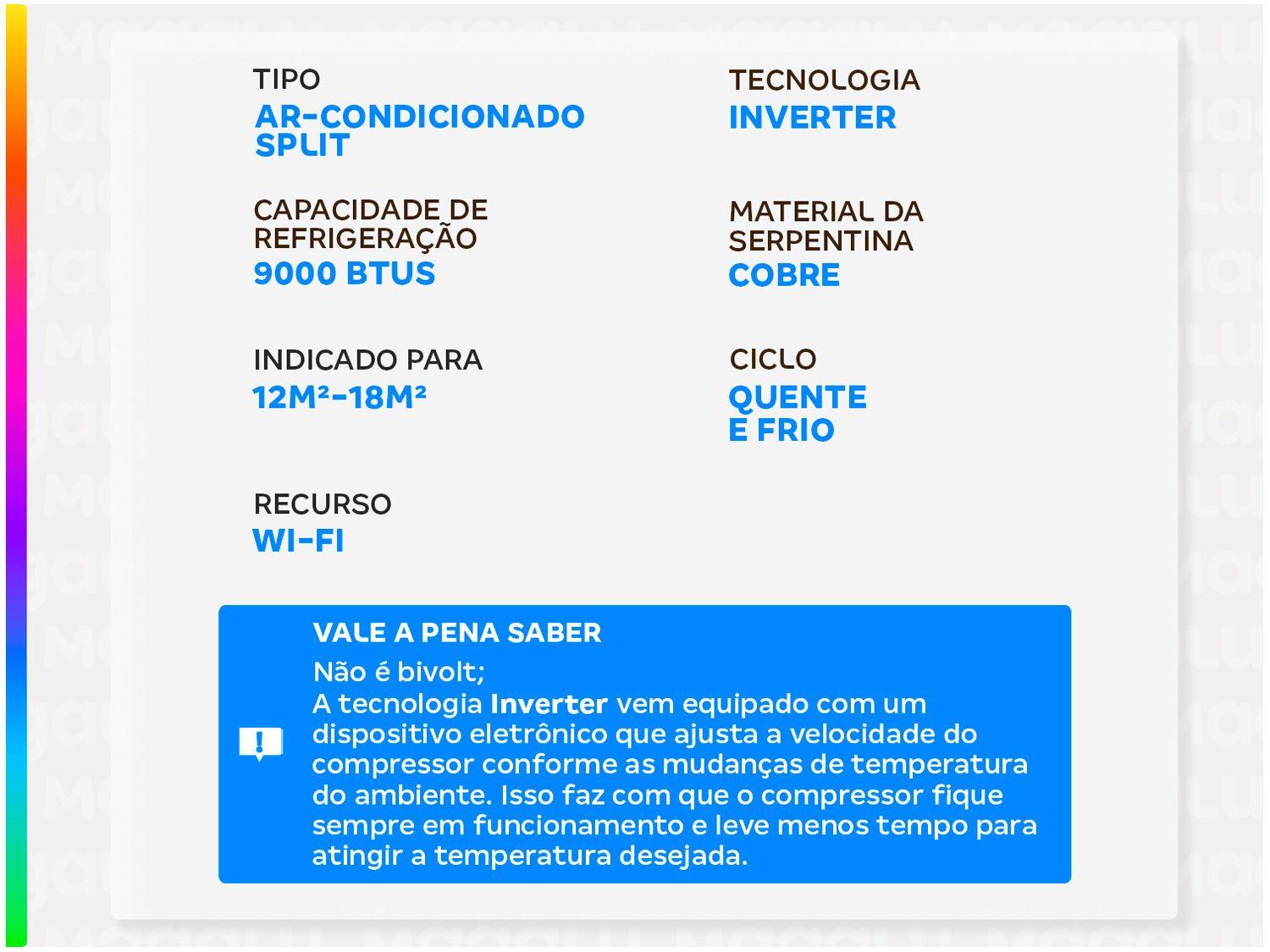 Ar-condicionado Split 9000 BTUs Gree Inverter Quente e Frio G Diamond Auto GWH09ACA-D6DNA1A
