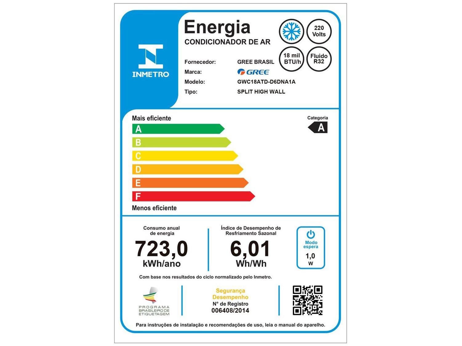 Ar-condicionado Split Gree Inverter 18.000 BTUs Frio Wi-Fi G-Top