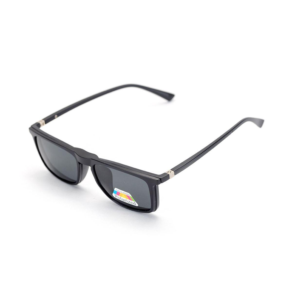 Armação De Oculos De Grau E Sol Masculino Preto Polarizado Clip On 3 Em 1 Imã Magnetico Mod