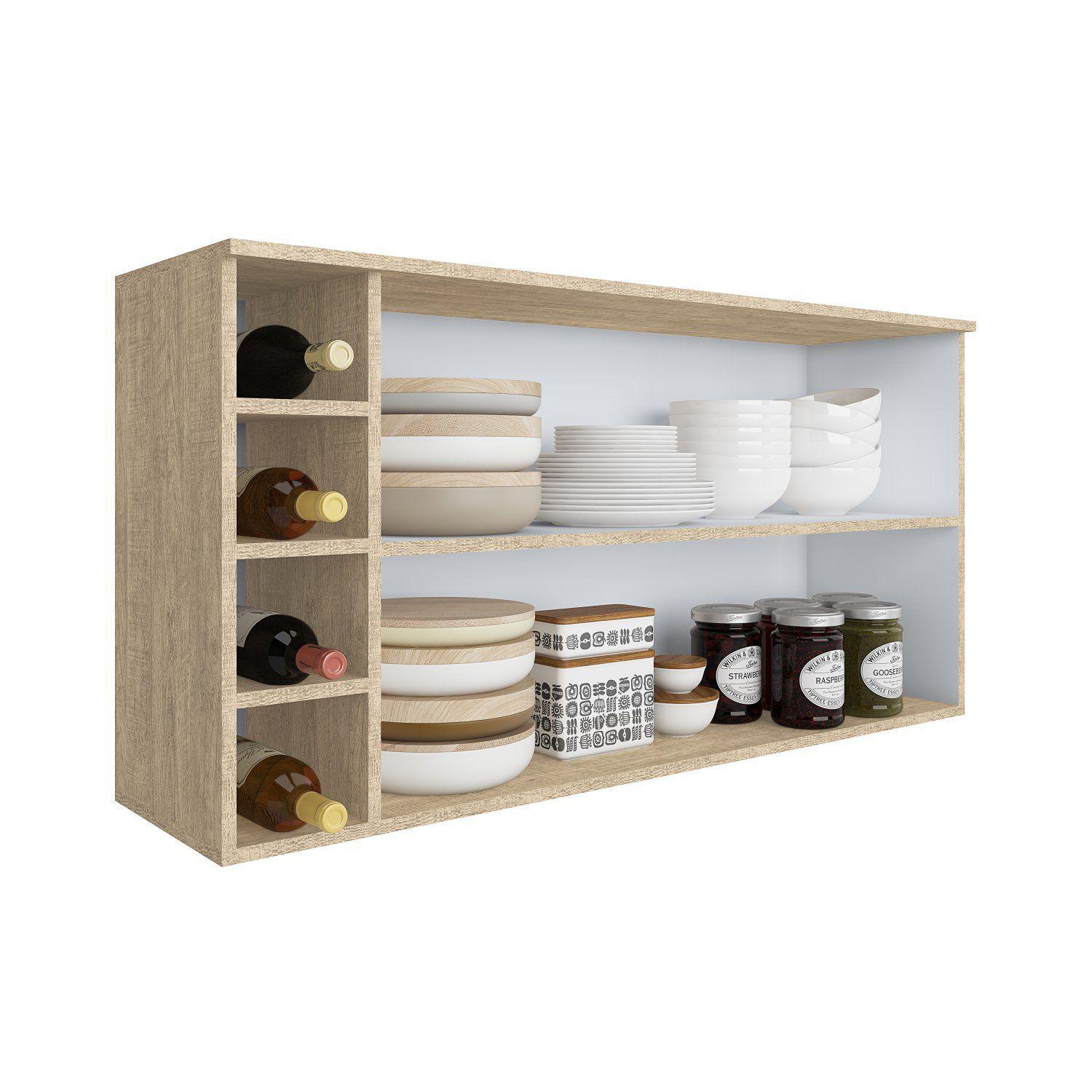 Armário Aéreo 2 Portas 120cm com Nicho Modulado Slim Decibal Acácia