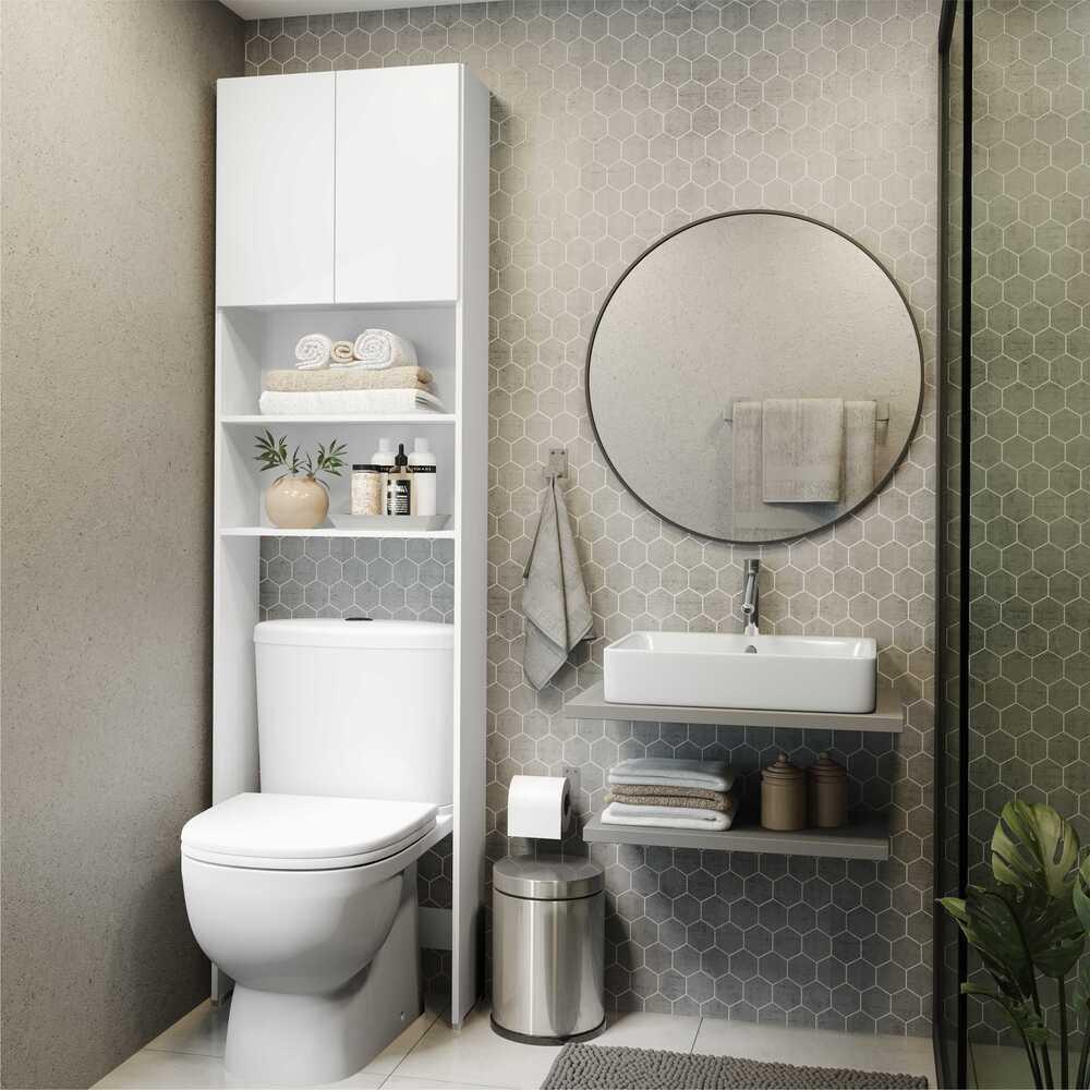 Armário de Banheiro para Vaso Sanitário com 2 portas Multimóveis Branco ...