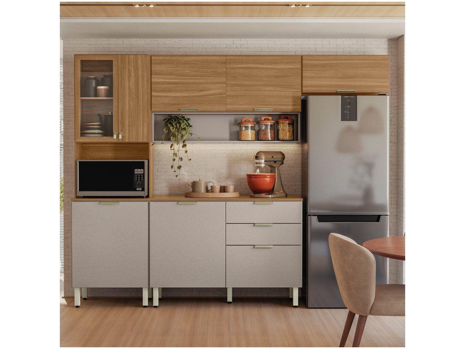 Armário de Cozinha Compacta Demóbile Alba com Balcão 8 Portas 2 Gavetas