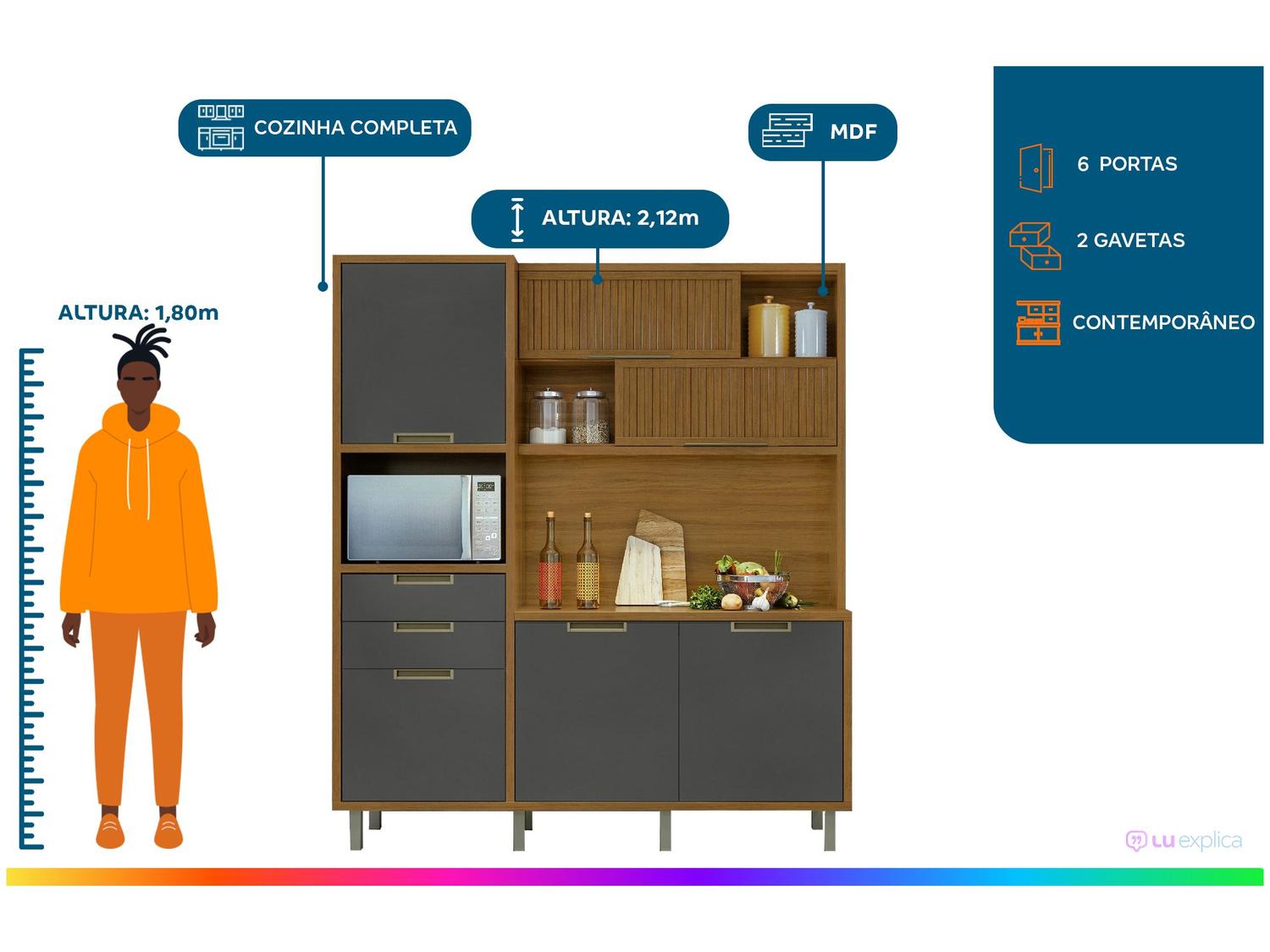 Armário de Cozinha Completa Nesher Loft Imperatriz