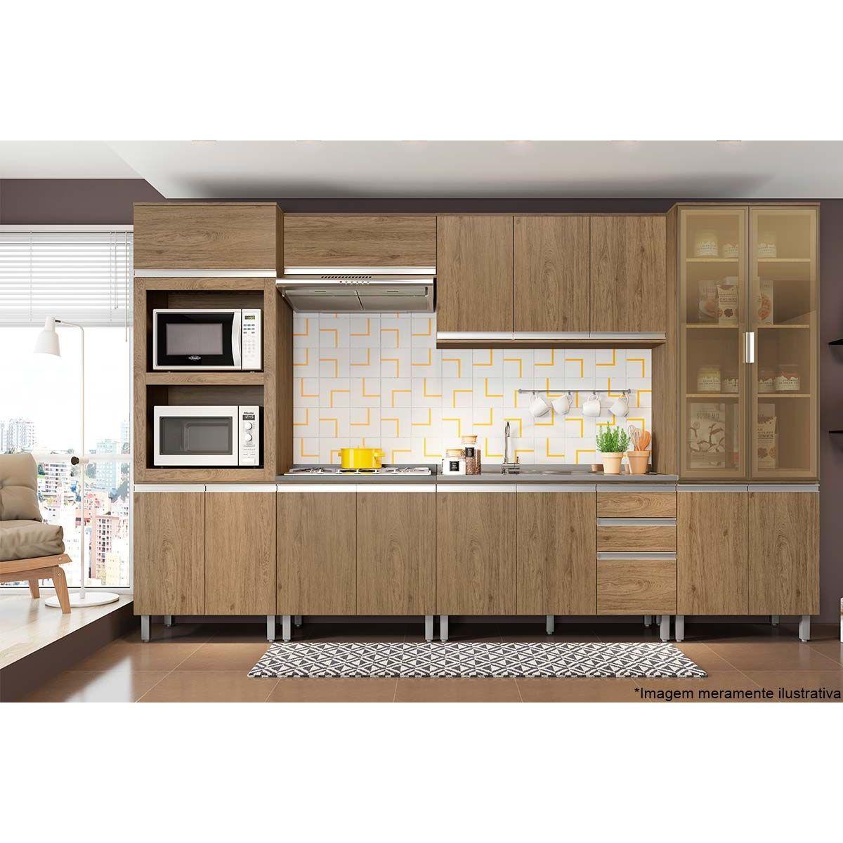 Armário de Cozinha Henn Aéreo Integra c/120cm Rústico - Armário de