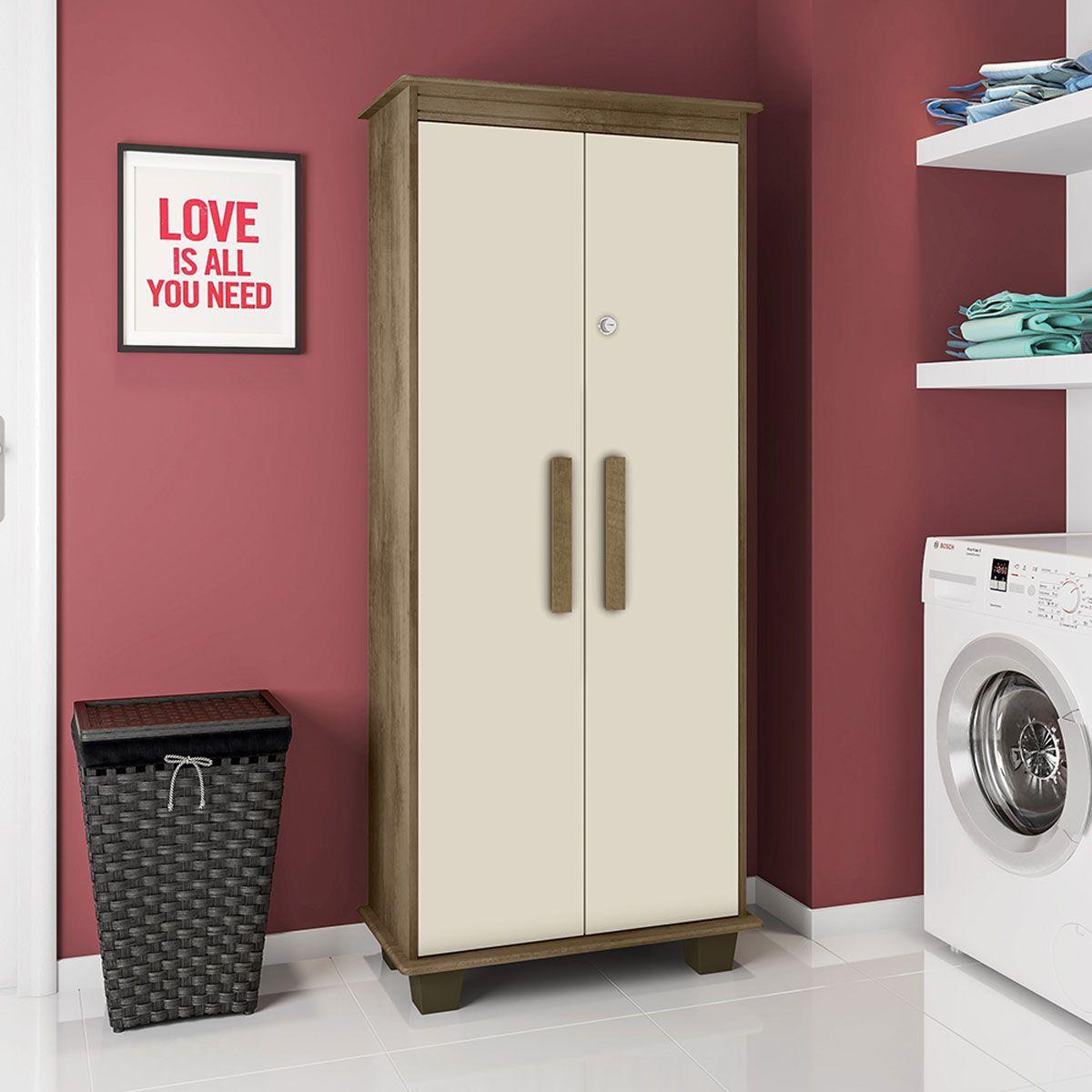 Armário Multiuso México Freijó com Off White - RV Móveis - Armário