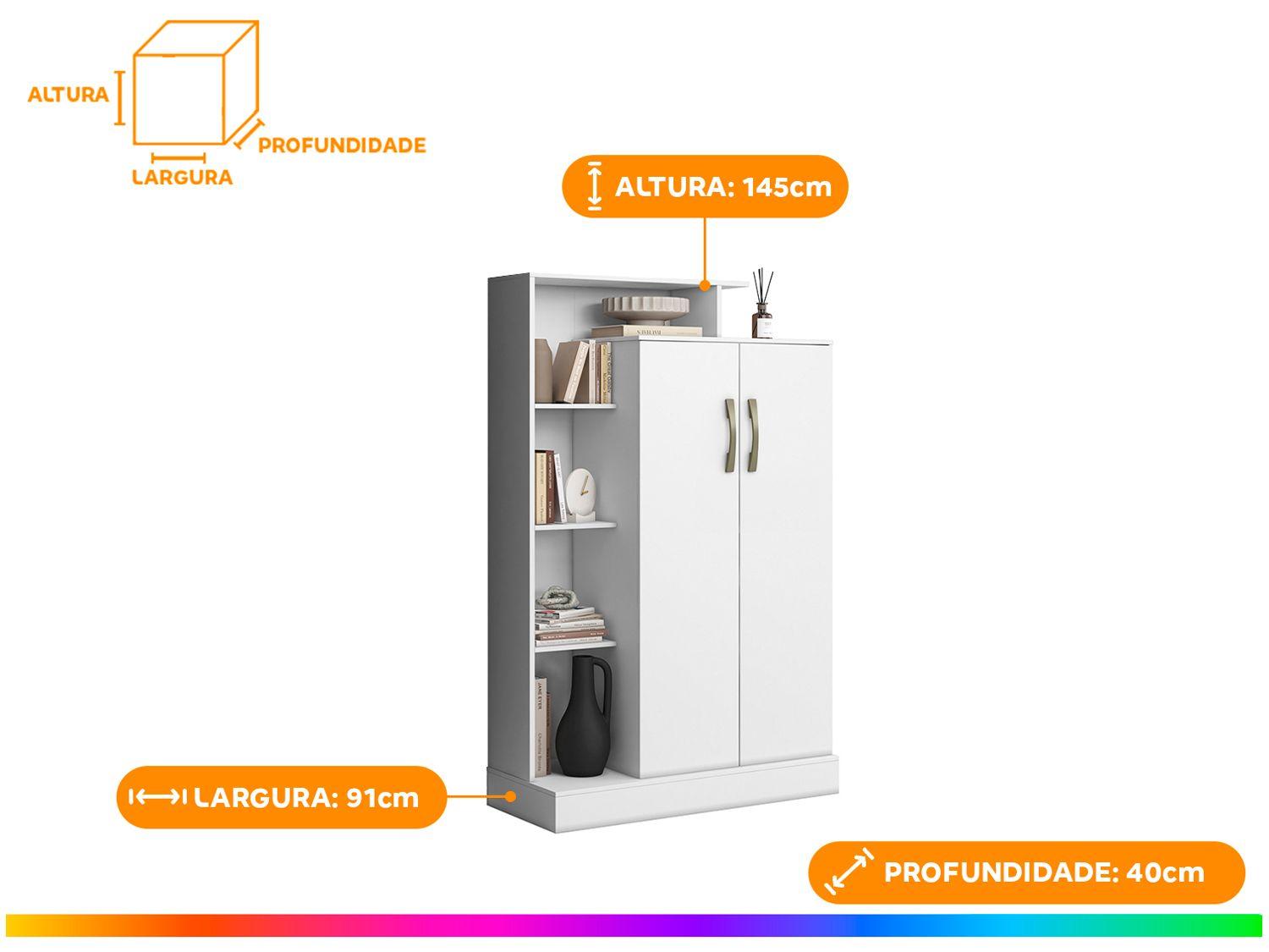Armário Office Multiuso 2 Portas 7 Prateleiras Aramóveis Florença
