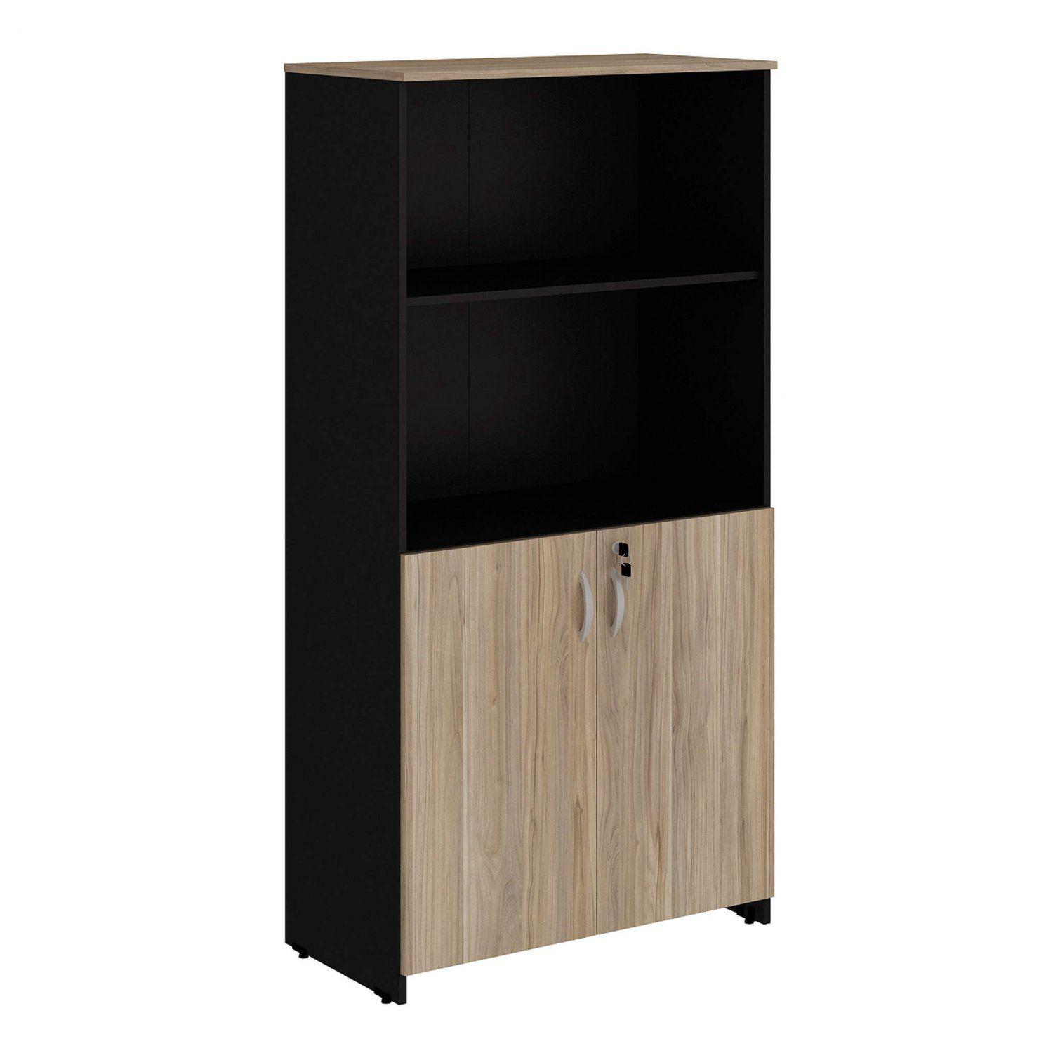 Armário para Escritório 2 Portas Espresso Móveis Calvi/Preto