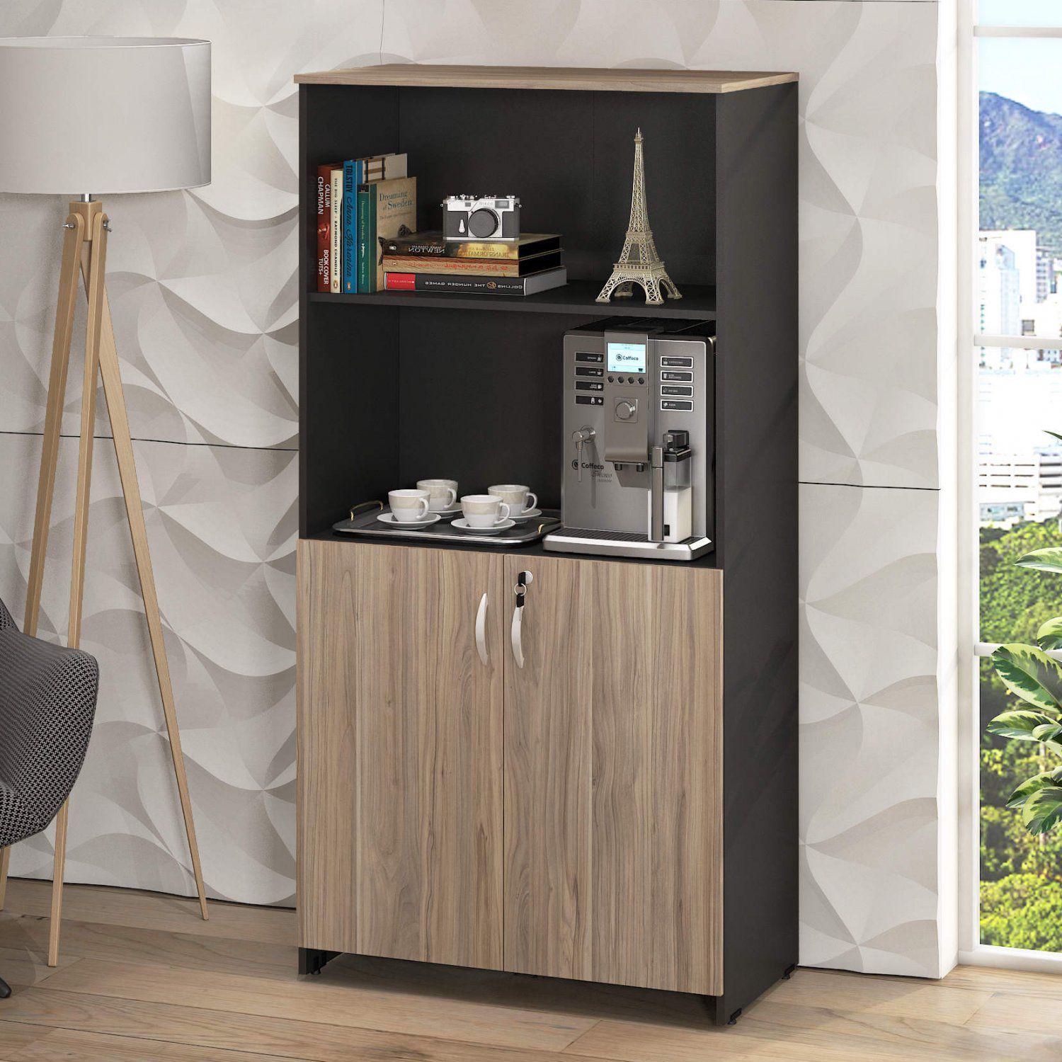 Armário para Escritório 2 Portas Espresso Móveis Calvi/Preto