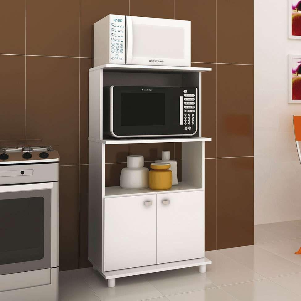 Armário Para Micro-ondas Riddler 2 PT Branco - Móveis Videira - Armário