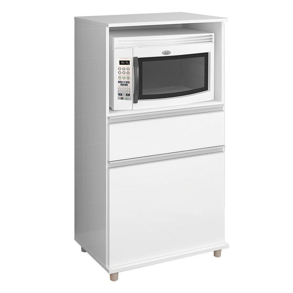 Armário Para Micro-ondas Stream 1 PT 1 GV Branco - Movelbento - Armário