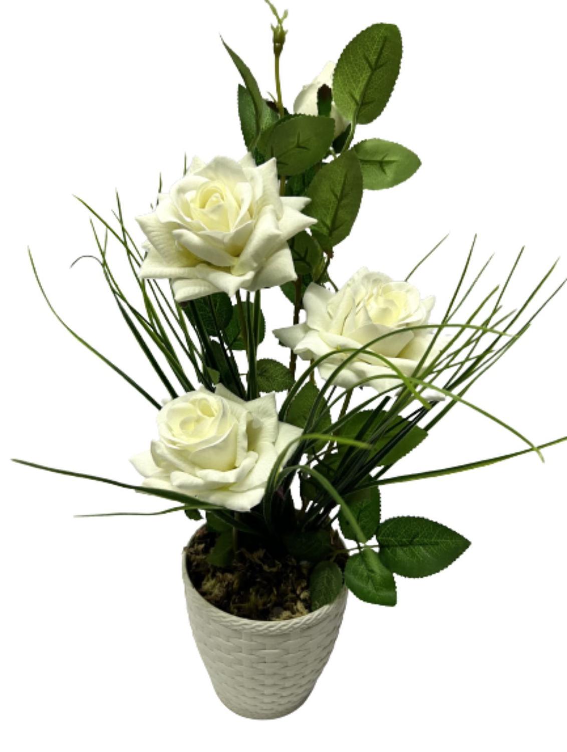 Arranjo Branco Artificial Rosas Brancas Aveludadas - JL FLORES ARTIFICIAIS  - Flores Artificiais - Magazine Luiza