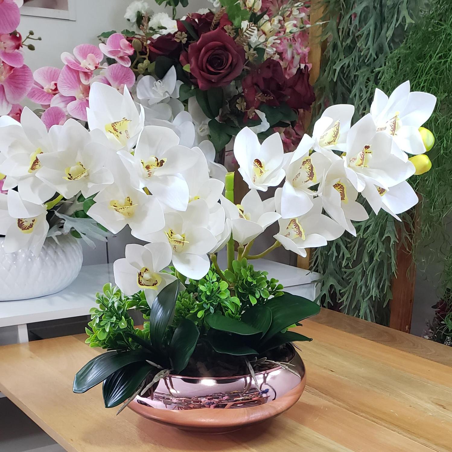 Arranjo Centro De Mesa 2 Orquídeas Brancas Vaso Completo | Magalu Empresas  | B2B e compras com CNPJ