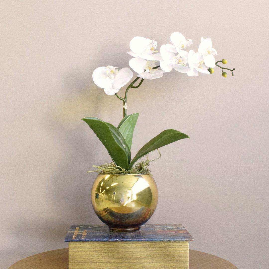 Arranjo de Orquídea Silicone Branca no Vaso Dourado Formosinha - Plantas  Artificiais - Magazine Luiza