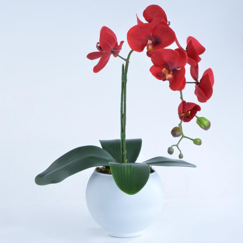Arranjo de Orquídea Vermelha em Vaso Branco Fosco - Vila das Flores -  Plantas Artificiais - Magazine Luiza