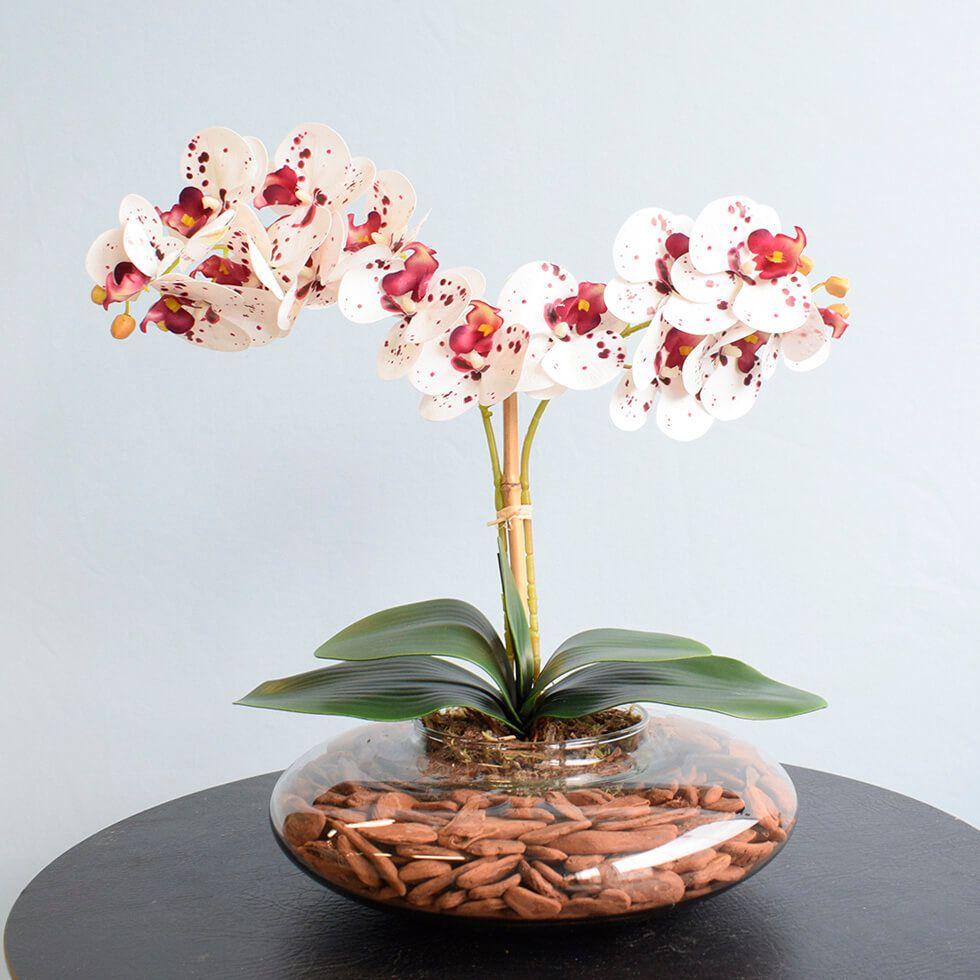 Arranjo Duas Orquídeas Artificiais Tigre no Vaso de Vidro Formosinha -  Vasos para plantas - Magazine Luiza