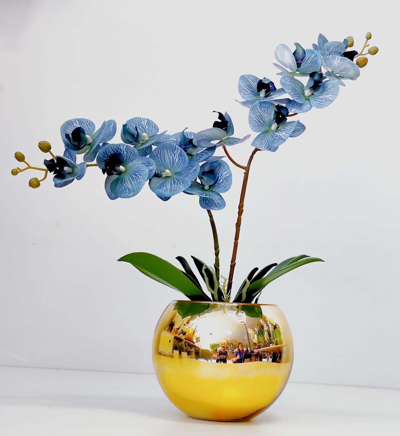 Arranjo Flores 2 Orquídeas Artificiais Azul Vaso - Ouro - La Caza Store - Arranjos  de Flores - Magazine Luiza