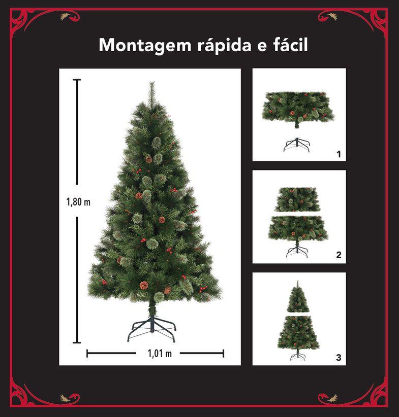 Árvore de Natal 1,80 M 503 Galhos 46 Enfeites com 100 Luzes Brancas Led  110v - Christmas - Árvore de Natal - Magazine Luiza