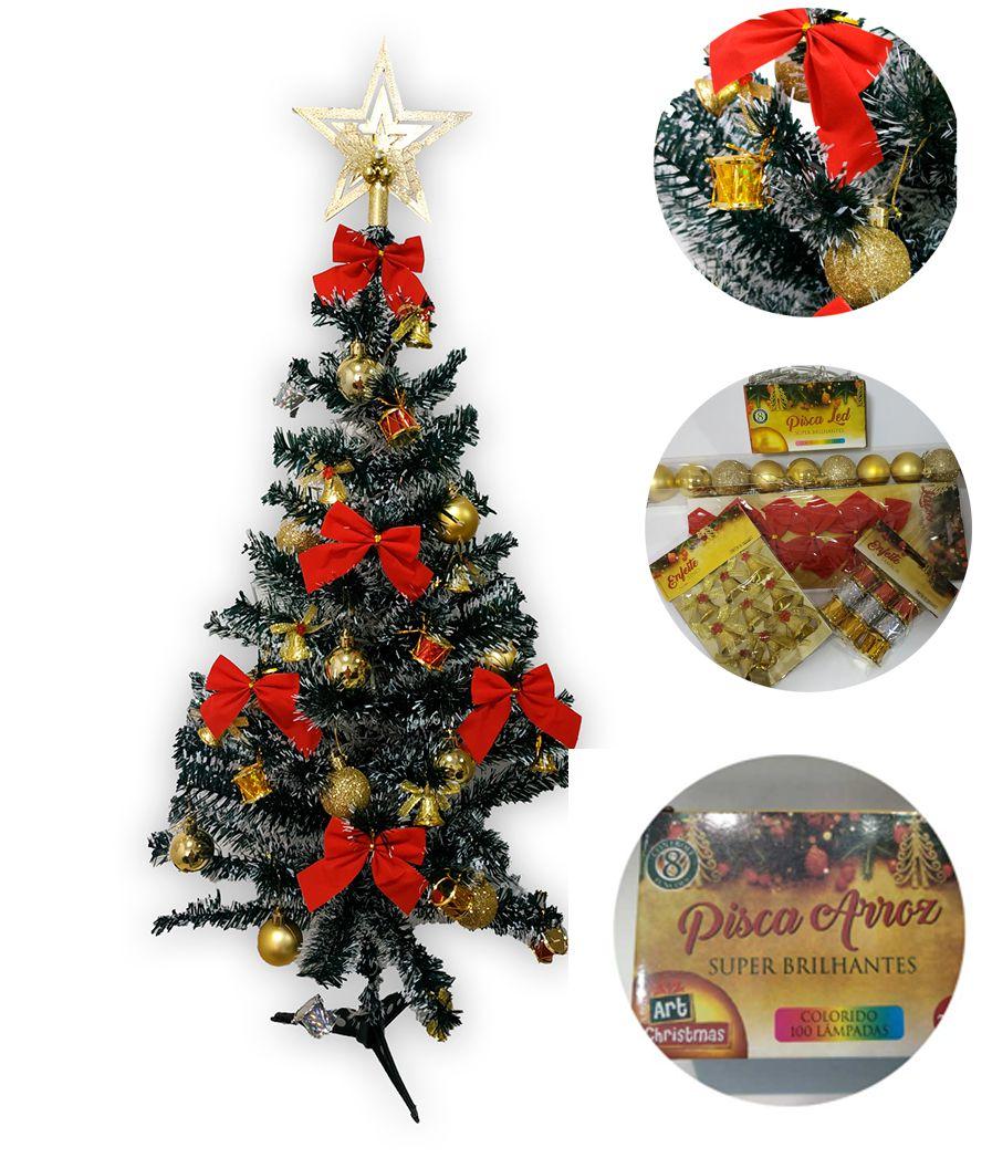 Árvore De Natal 90cm Completa C/ Luzes Pisca Led + Enfeites - Christmas - Árvore  de Natal - Magazine Luiza